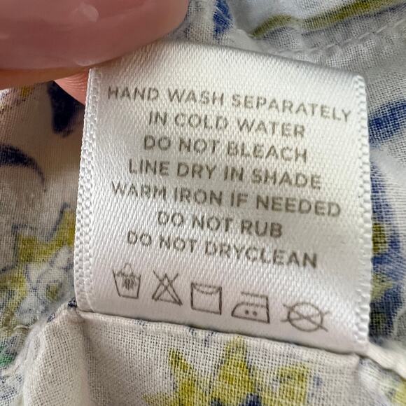 ROLLER RABBIT Blue Green White Print Long Sleeve Cotton Button Up Shirt XS - Picture 10 of 10